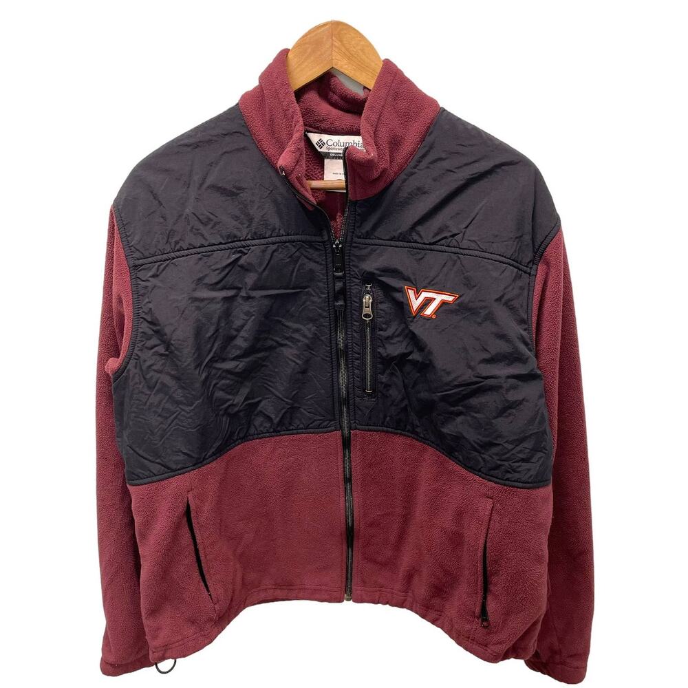 Columbia Virginia Tech Hokies Full Zip Fleece Jacket Size XL